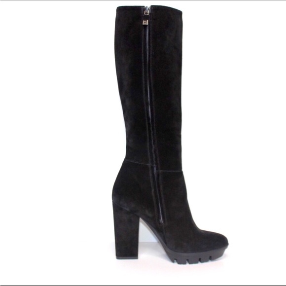 Alberto Fermani Black Suede Leather Knee-High Platform Heeled Boots Size 10 - Picture 7 of 15